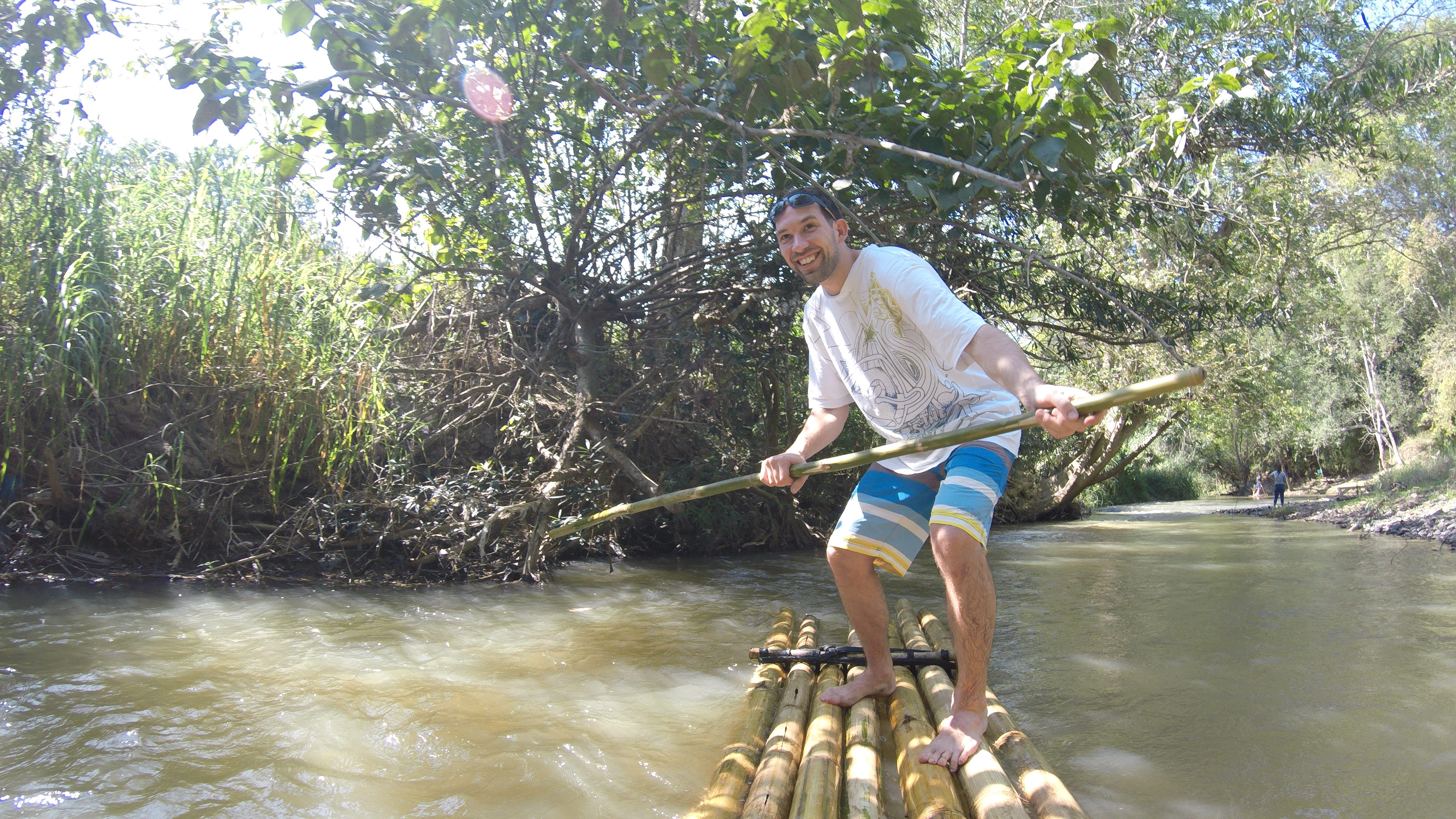 Bamboo canoeing in jungle